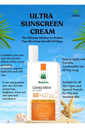 Sun Care Spf+50 High Portection  Nemlendirici Yüksek Koruma Güneş Kremi 50 ml