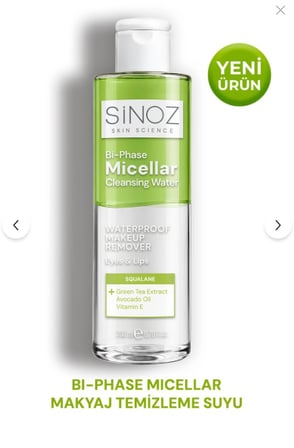 Sinoz Micellar Makyaj Temizleme Suyu Çift Fazlı 200 Ml