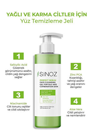 Sinoz Face Cleansing Gel Yağlı Karma Cilter Yüz Temizleme Jeli 200 ml