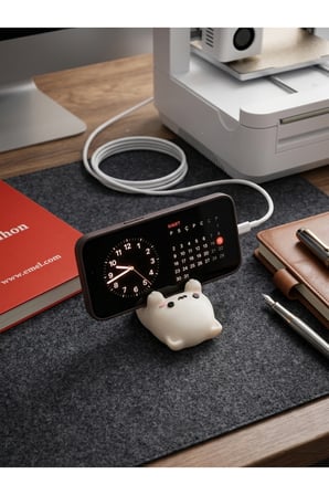 Kedi Figürlü Telefon Tutucu Telefon Standı Ofis, Çalışma Masası ve Komidin Aksesuarı