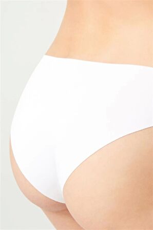 COTTONHİLL Siyah Klasik Basic Lazer Kesim Kadın Bikini Külot-0462 BEYAZ