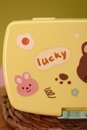 Ecrou Lucky Bear Dikdörtgen Saklama Kabı Sarı