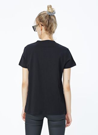 Black On Black Bisiklet Yaka Baskılı Siyah T-Shirt