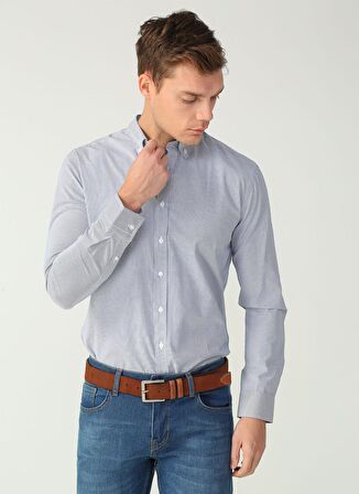 Fabrika Erkek Armürlü Basic Fit DüğmeliYaka Gömlek