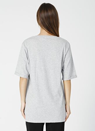 Fabrika Talita Gri Melanj V Yaka Kadın T-Shirt