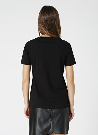 Fabrika Bisiklet Yaka Düz Siyah Kadın T-Shirt TENGIZ