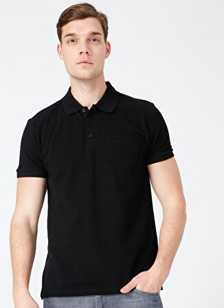 Polo Yaka Düz Siyah Erkek T-Shirt NOBRO K CEPLI