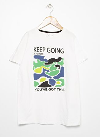 Limon Bisiklet Yaka Baskılı Erkek ÇocukT-Shirt