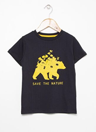 Limon Bisiklet Yaka Baskılı Erkek ÇocukT-Shirt