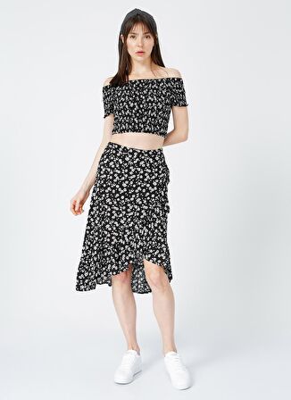 Aeropostale Çiçek Desenli Kadın Siyah Bluz
