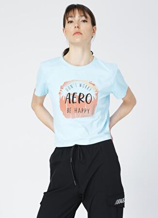 Aeropostale Baskılı Açık Mavi Kadın T-Shirt