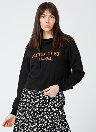 Aeropostale Kadın Siyah Kapüşonlu Sweatshirt