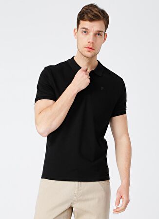 Fabrika Polo Yaka Düz Siyah Erkek T-Shirt LEGOLAS Y