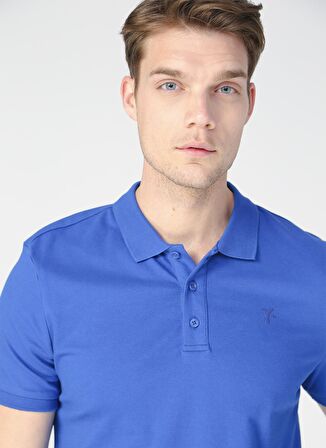 Fabrika Polo Yaka Düz İndigo Erkek T-Shirt LEGOLAS Y