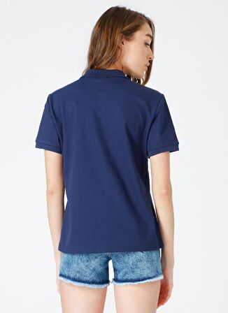 Fabrika Polo Yaka  Basic Düz Lacivert Kadın T-Shirt  -  DEEP