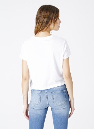Fabrika Kadın Beyaz Bisiklet Yaka T-Shirt
