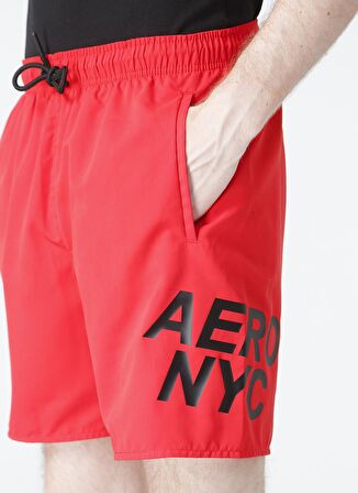 Aeropostale SURFER Baskılı Kırmızı Erkek Şort Mayo