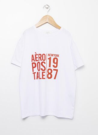 Aeropostale Bisiklet Yaka Baskılı Baskılı Beyaz T-Shirt