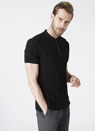 Fabrika Siyah Erkek Polo Yaka Basic T-Shirt  DAX