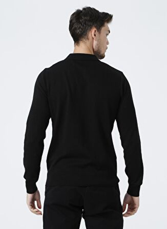 Fabrika Polo Yaka Basic Siyah Erkek Kazak BENRY-Y