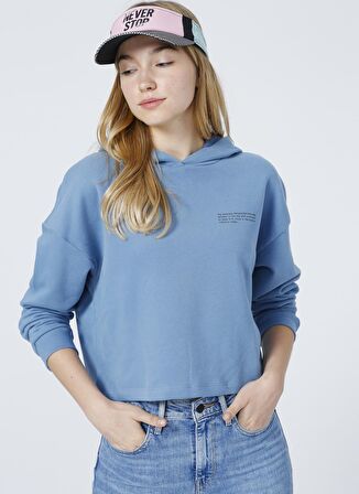 Aeropostale K-Gaia-Y Kapüşünlu Uzun KolBaskılı Mavi Kadın sweatshirt