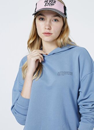 Aeropostale K-Gaia-Y Kapüşünlu Uzun KolBaskılı Mavi Kadın sweatshirt