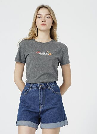 Aeropostale K-5465 Bisiklet Yaka Kısa Kollu    Antrasit Melanj Kadın T-Shirt