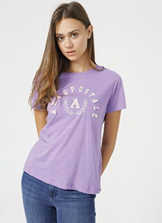 Aeropostale K-5466 Bisiklet Yaka Kısa Kollu    Lila Kadın T-Shirt