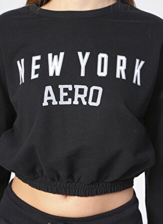 Aeropostale Bisiklet Yaka Siyah Kadın Sweatshırt K-LEMON