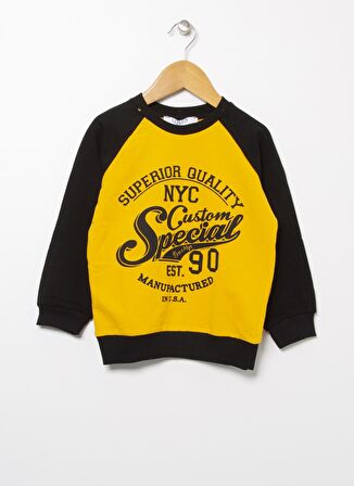Limon Sarı - Siyah Erkek Çocuk Sweatshirt