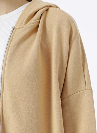 Fabrika Kapüşon Yaka Düz Deve Tüyü Kadın Sweatshırt TATAM