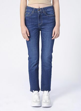 Aeropostale Yüksek Bel Slim Fit İndigo Kadın Denim Pantolon K-STRAIGHT