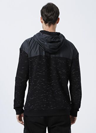 Fabrika Kapüşonlu Desenli Siyah Erkek Sweatshirt - NEPAL