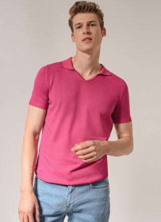Polo Studio X Fabrika V Yaka Dar Kalıp Fuşya Erkek Kazak STONE