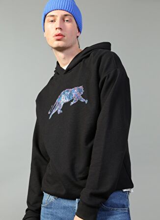 Cem Güventürk X Boyner Kapüşonlu Oversize Baskılı Siyah Erkek Sweatshirt - E-Cem 32