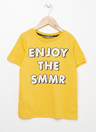 Limon Enjoy The Smmr Yazılı Bisiklet Yaka Sarı Erkek Çocuk Tişört