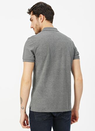 Aeropostale Polo Yaka Düz Antrasit Melanj Erkek T-Shirt 7908