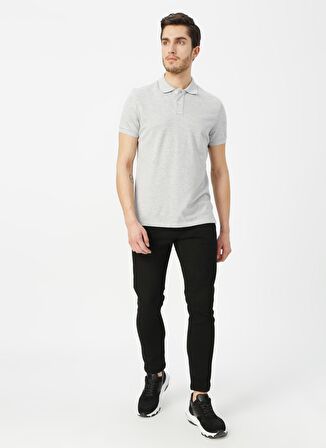 Aeropostale Polo Yaka Düz Gri Melanj Erkek T-Shirt 7908