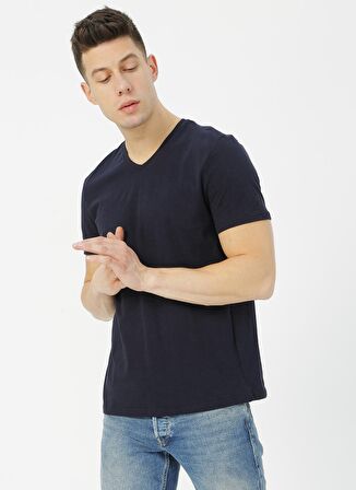 Limon Erkek Lacivert V Yaka T-Shirt