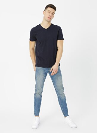 Limon Erkek Lacivert V Yaka T-Shirt