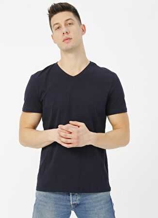 Limon Erkek Lacivert V Yaka T-Shirt
