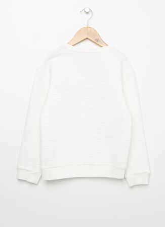 Limon Kız Çocuk Sim Baskılı Ekru sweatshirt