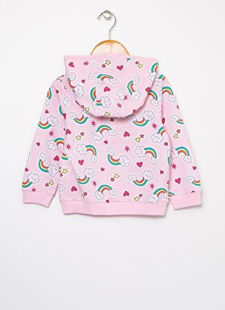 Mammaramma Kız Bebek Baskılı Pembe Kapüşonlu Sweatmont