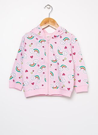 Mammaramma OG-41 Kapison Yaka Uzun Kol Basic Fit Pembe Kız Çocuk Sweatmont