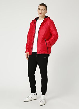 Aeropostale Losangeles Kapüşonlu Standart Kalıp Düz Kırmızı Erkek Mont