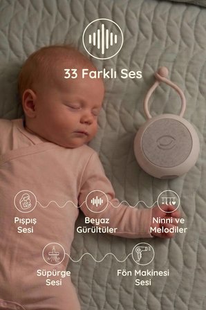 Beyaz Gürültü Cihazı | 33 Sesli, Pışpışlı ve Ninnili | Radyasyon İçermeyen Bebek Uyku Arkadaşı