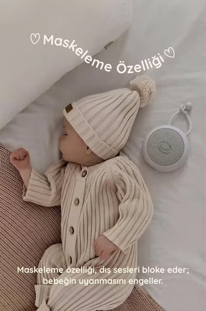 Uyku Arkadaşı - Beyaz Gürültü Cihazı, 33 Sesli Pışpış Ve Ninnili | 7 Gece Lambalı- Kırmızı Fularlı