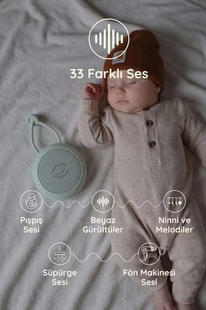 Beyaz Gürültü Cihazı | 33 Sesli, Pışpışlı ve Ninnili | Radyasyon İçermeyen Bebek Uyku Arkadaşı