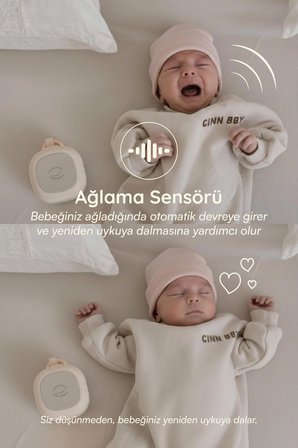 Plus Ağlama Sensörlü Beyaz Gürültü Cihazı | 33 Sesli | Anne Ses Kayıtlı | Bebek Uyku Cihazı