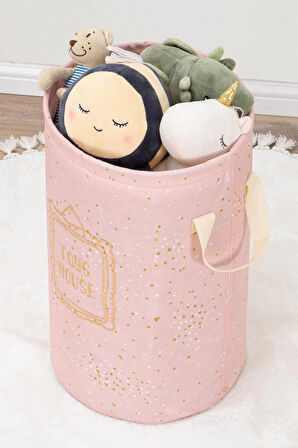 Cottonlifes Baby Yuvarlak Torbalı Sepet/Oyuncak Sepeti/Kirli Çamaşır Sepeti 46x31 cm